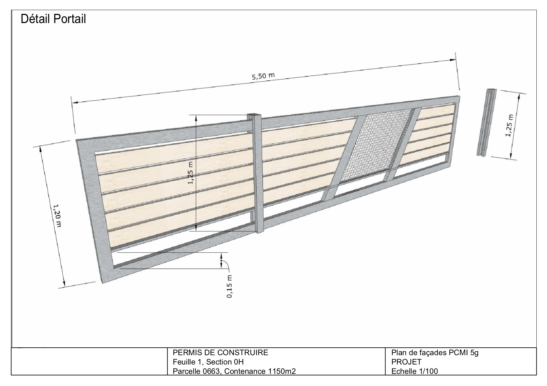 Plan de façade , clôture. PCMI5, PC5, DPC4, DP4